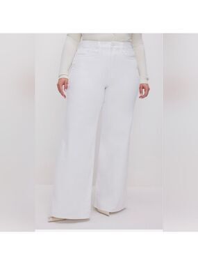 Good American White Good Waist Palazzo Jeans Size 24